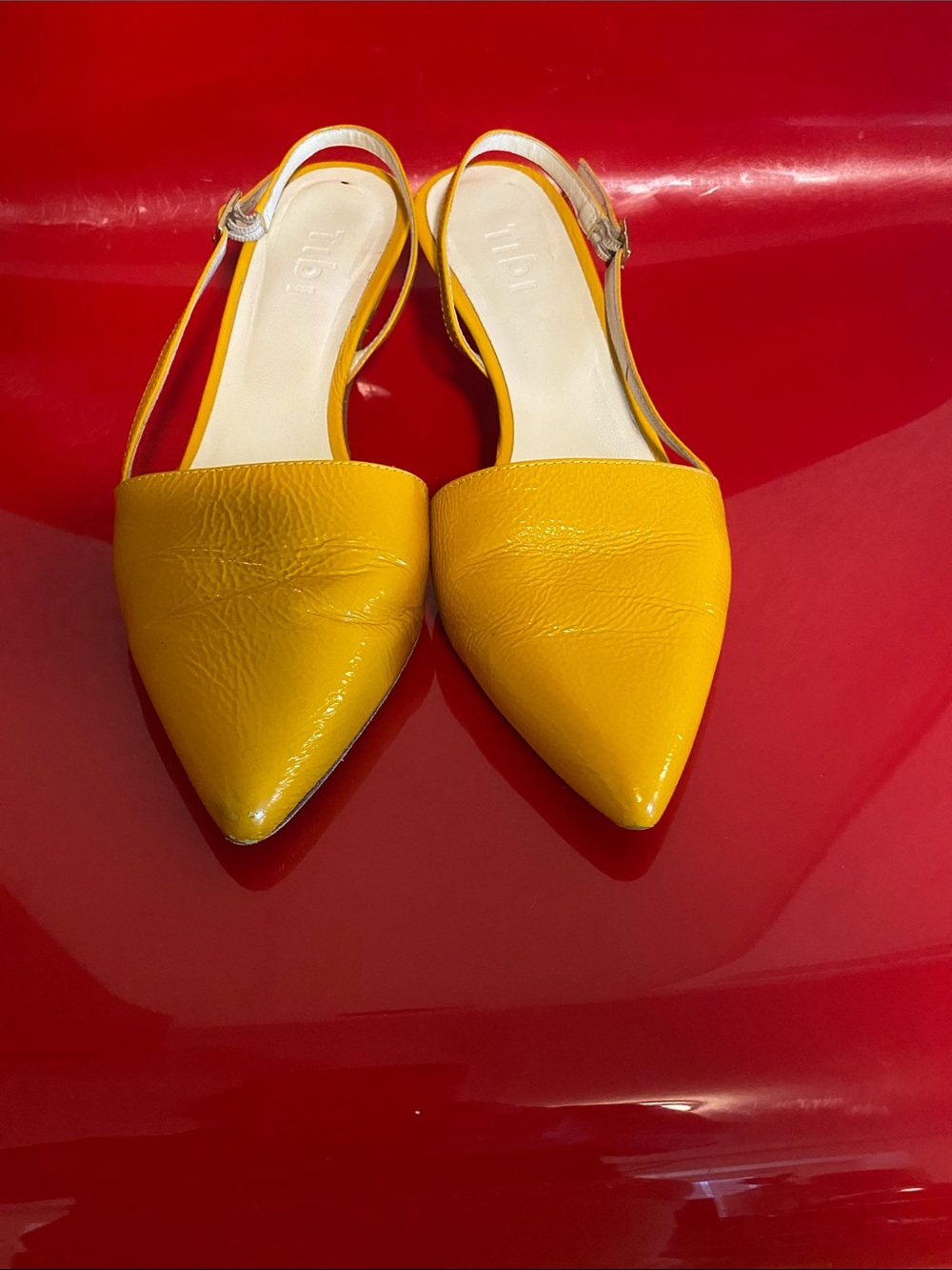 Tibi  Vero Cuoio Yellow Pointed Slingback Flats - Women